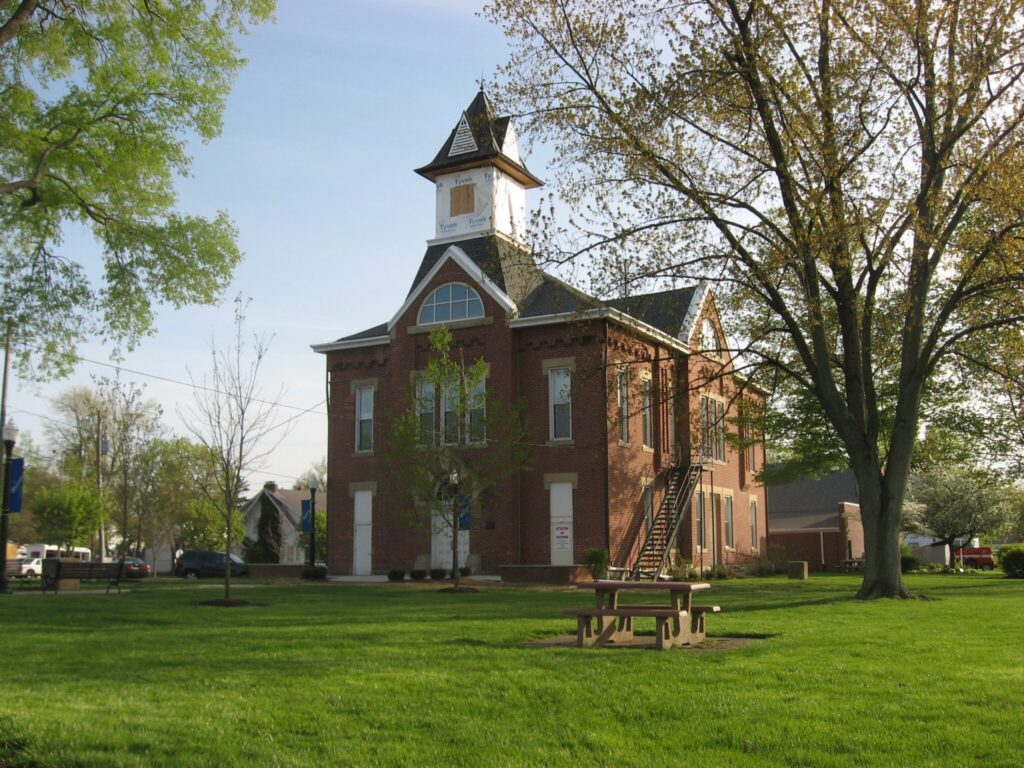 The historic Monroe Township Opera House on the village green in Johnstown, Ohio